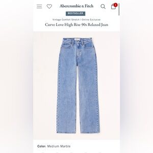 Abercrombie *Curve Love* High Rise 90’s Relaxed Jean